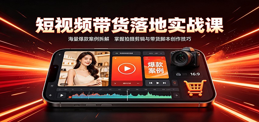 短视频带货落地实战课：海量爆款案例拆解，掌握拍摄剪辑与带货脚本创作技巧 - 网创智汇
