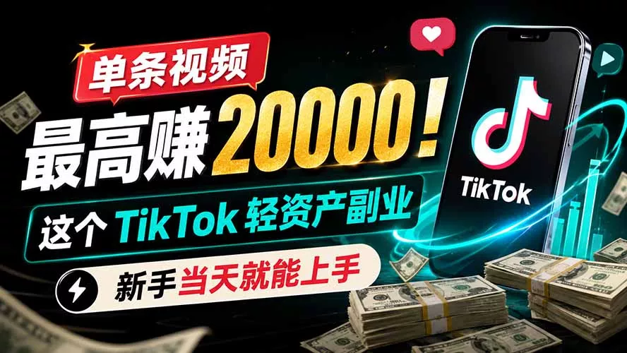 单条视频最高赚 20000！这个 TikTok 轻资产副业，新手当天就能上手 - 网创智汇