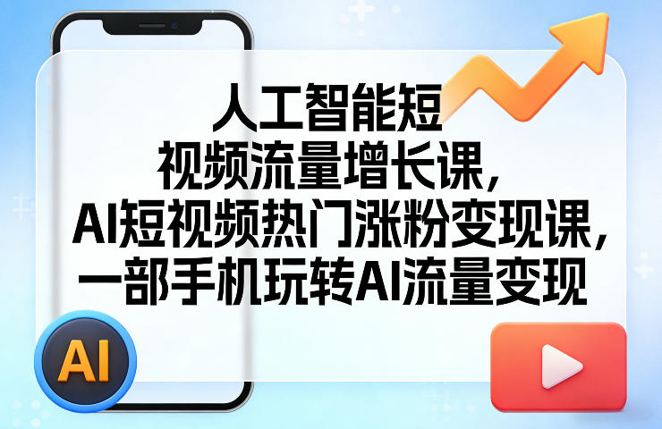 人工智能短视频流量增长课，AI短视频热门涨粉变现课，一部手机玩转AI流量变现 - 网创智汇