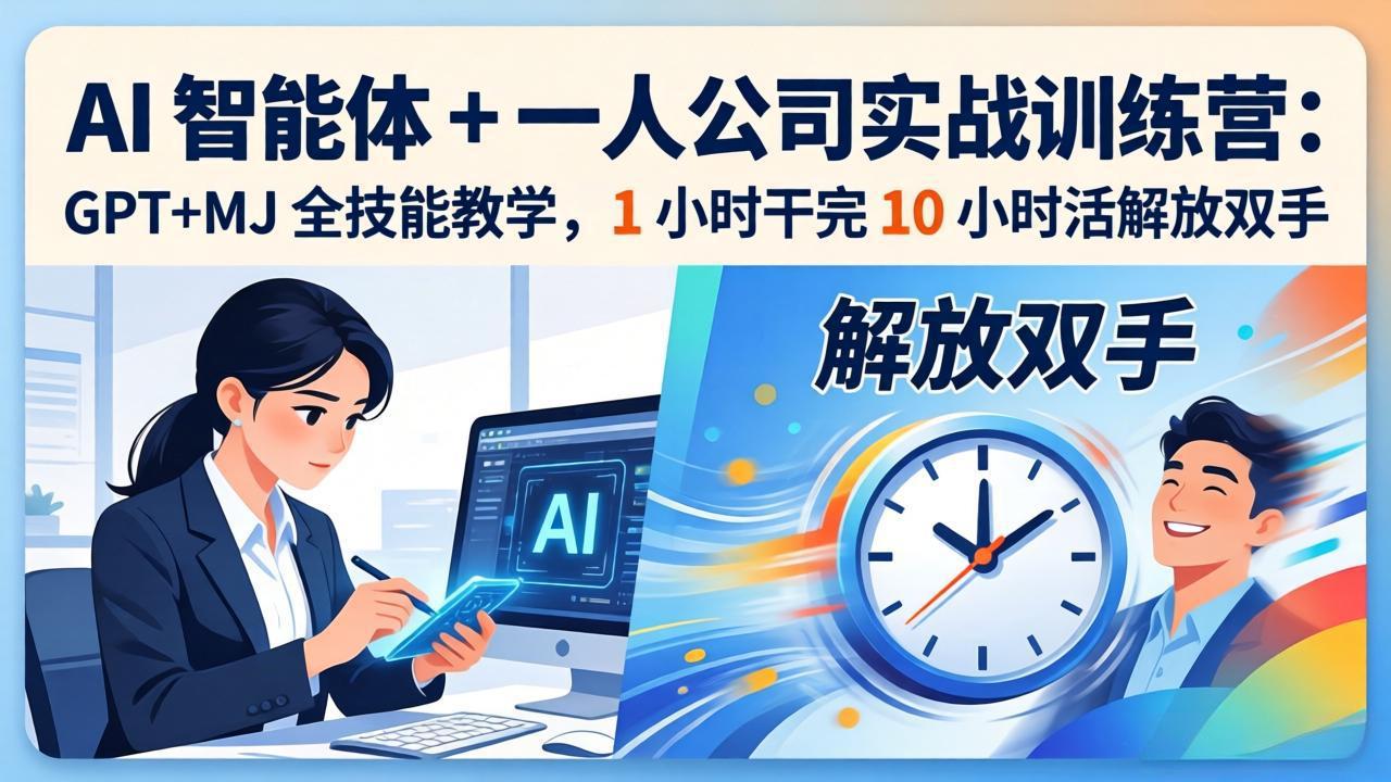 AI 智能体 + 一人公司实战训练营：GPT+MJ 全技能教学，1 小时干完 10 小时活解放双手 - 网创智汇